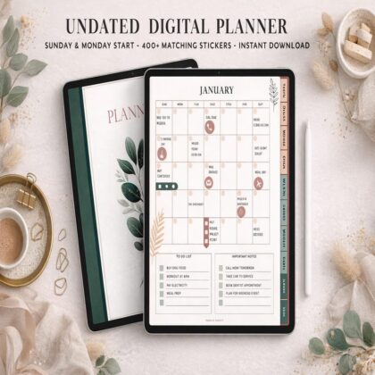 Deep Blue Undated Digital Planner