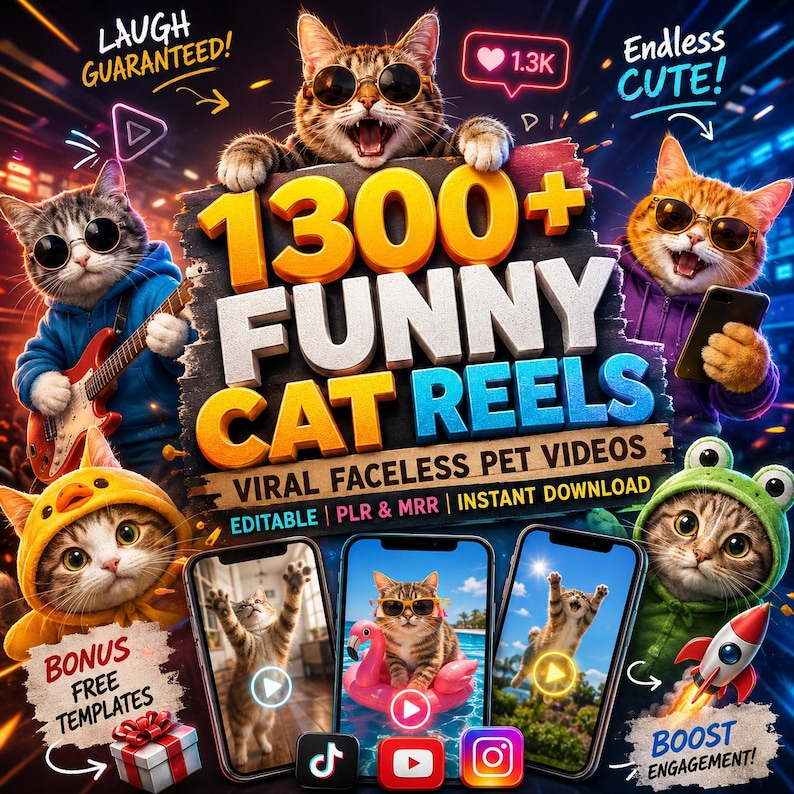 1300+ Viral Funny Cat Videos Bundle