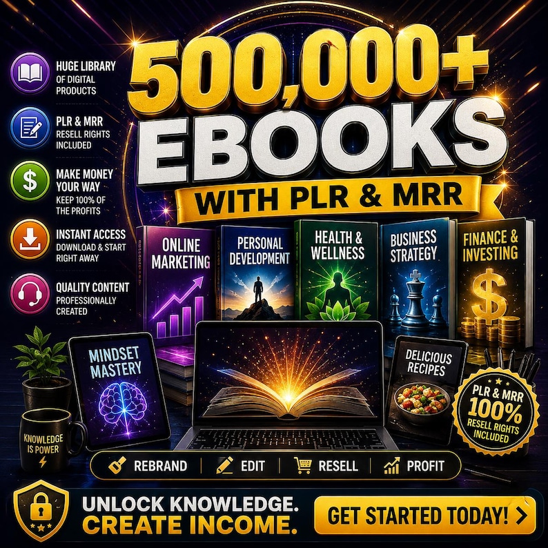 500,000+ PLR & MRR eBooks Bundle